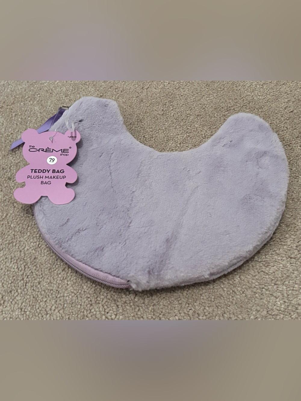 The Crème Shop Teddy Bag Plush Makeup Lavender Bag New